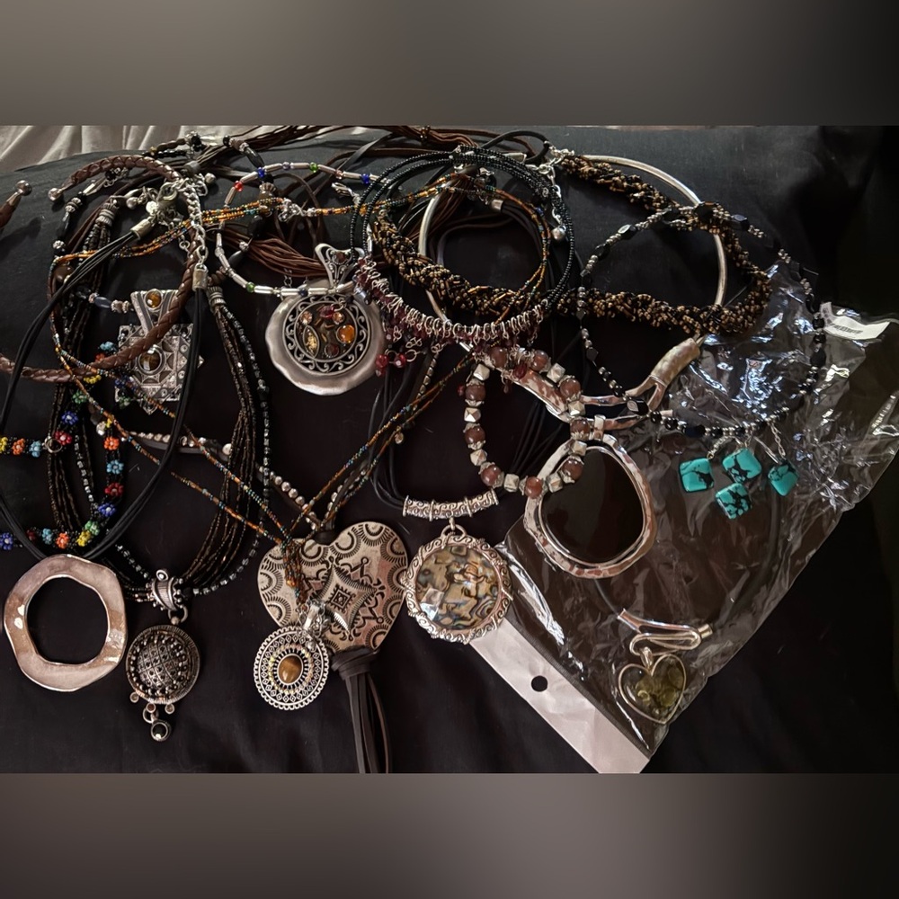 Elegant Multi-Color Pendant Necklaces and chokers.  20 total.